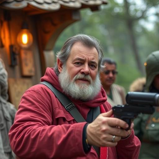 Um ator dublando em um estüdio de gravaäão.
